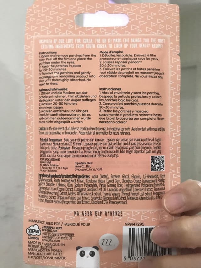 Oh K! Ginseng & Eucalyptus Under Eye Mask review photo by Ilovecindtania