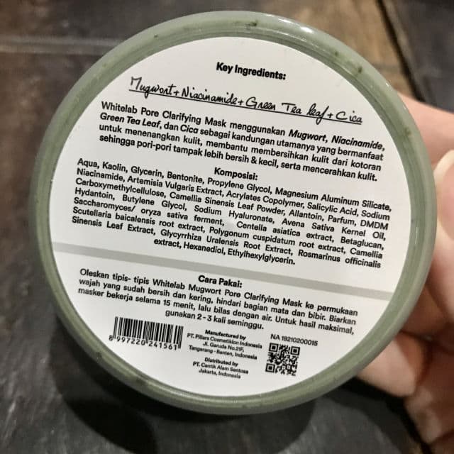 whitelab Mugwort Pore Clarifying Mask review photo by Janetliono