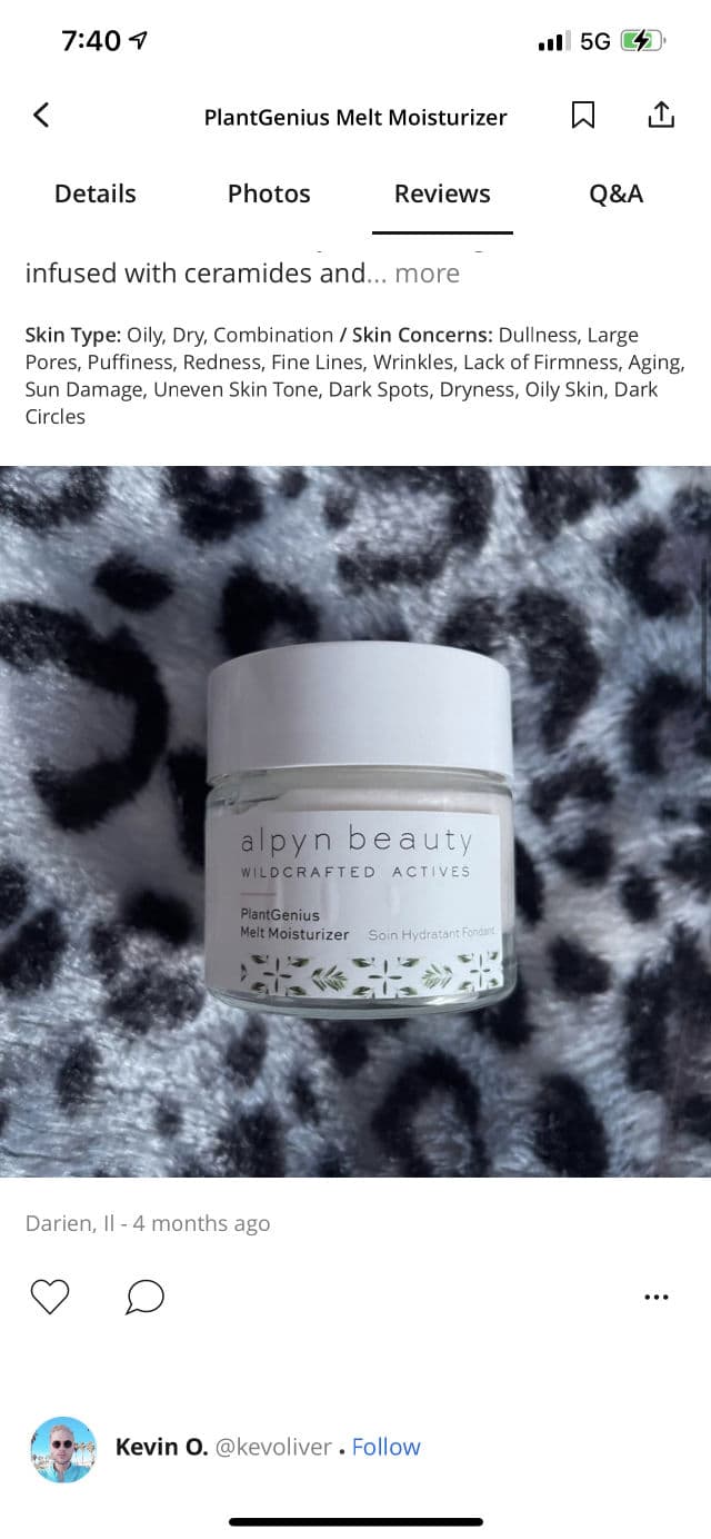 Alpyn Beauty Plantgenius Melt Moisturizer review photo by MegD630