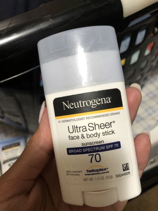 Neutrogena Ultra Sheer Face + Body Stick Sunscreen Broad Spectrum SPF 70 review photo by MissInterstella