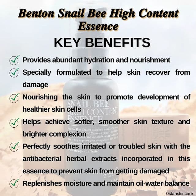 BENTON Snail Bee High Content Essence review photo by stanskincare