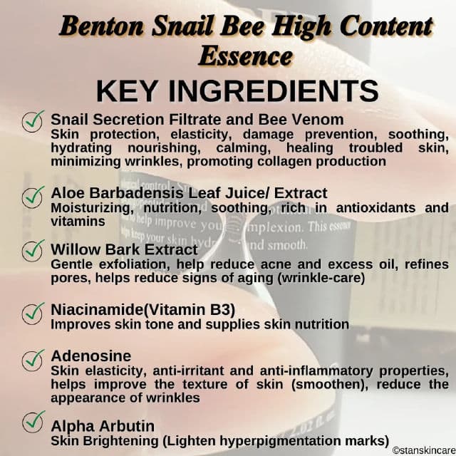 BENTON Snail Bee High Content Essence review photo by stanskincare