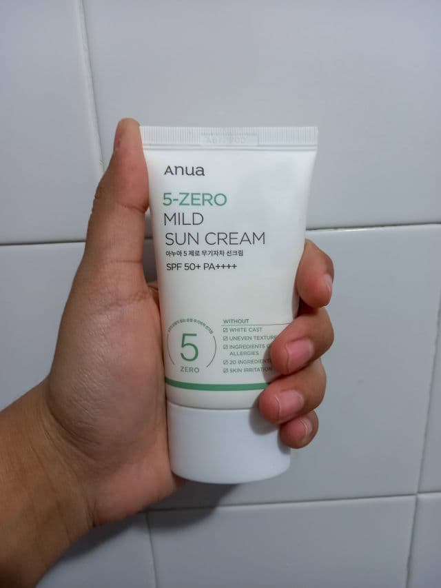 ANUA 5-Zero Mild Sun Cream SPF50+ PA++++ review photo by Muniba