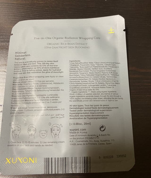 XUYONI Royal Rice Bran Effect++ Face Mask review photo by NguyenAndOngLy