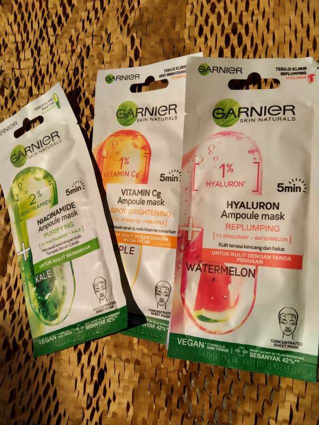 Garnier 1% Vitamin Cg + Pineapple Anti Fatigue Ampoule Sheet Mask review photo by Nuraidiyati