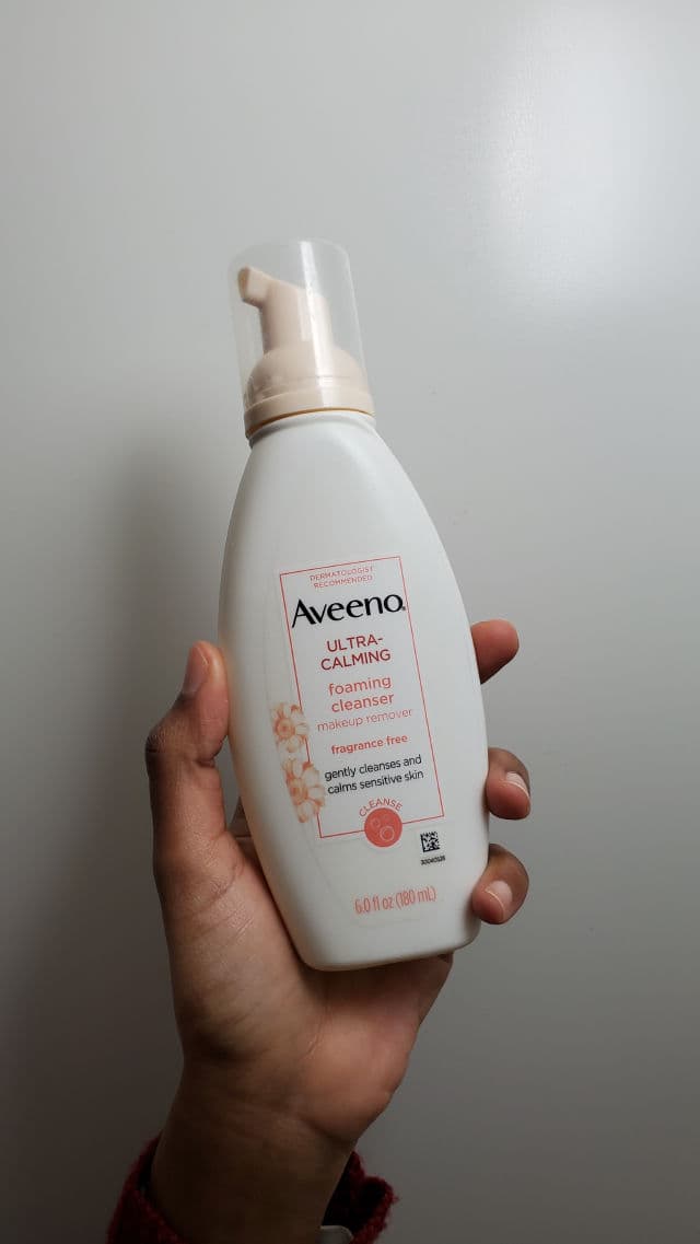 Aveeno Ultra-Calming Foaming Cleanser for Sensitive Skin review photo by brownskincarelife