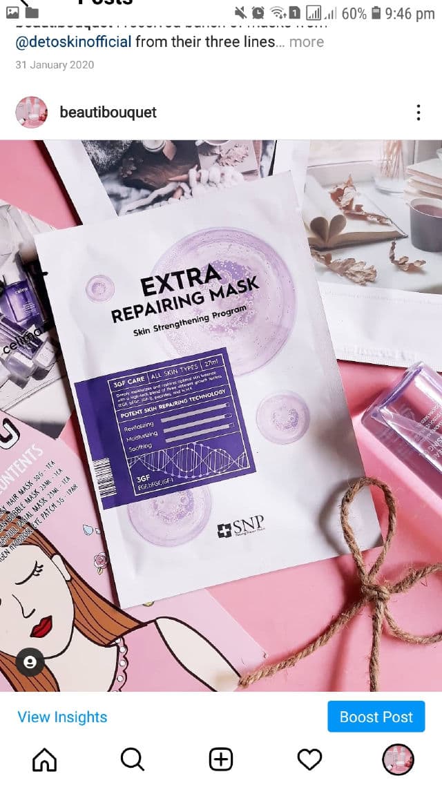 SNP Extra Repairing Sheet Mask review photo by Sidd