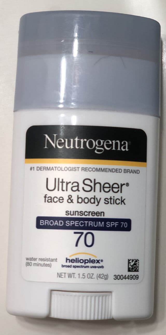 Neutrogena Ultra Sheer Face + Body Stick Sunscreen Broad Spectrum SPF 70 review photo by Solvez