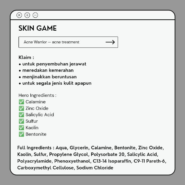 Skin game Acne Warrior review photo by myskindy