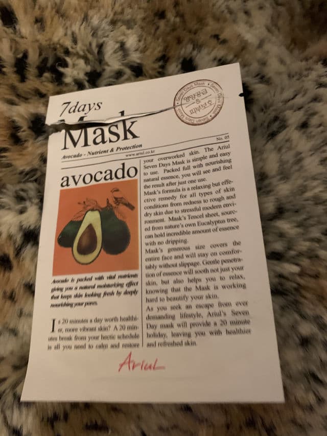 Ariul Avocado 7 Days Mask review photo by ashysaurusrex