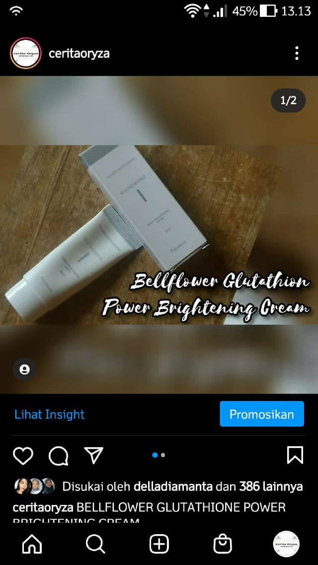 Bellflower Glutathione Power Brightening Cream review photo by ceritaoryza