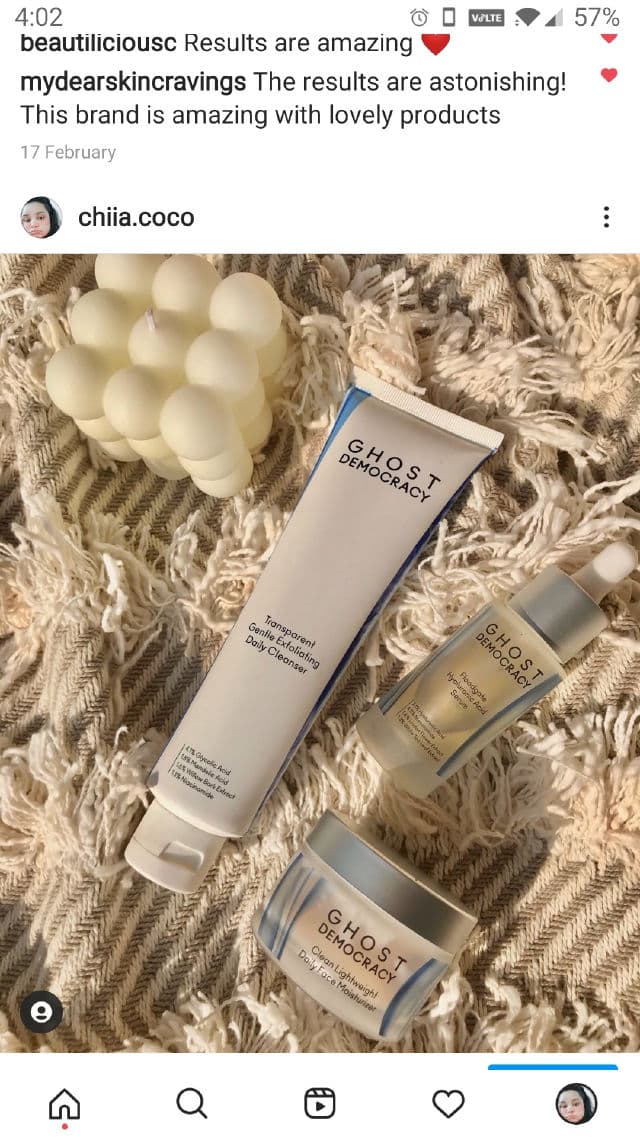 Ghost Democracy Transparent Gentle Exfoliating Daily Cleanser review photo by Theskincouture