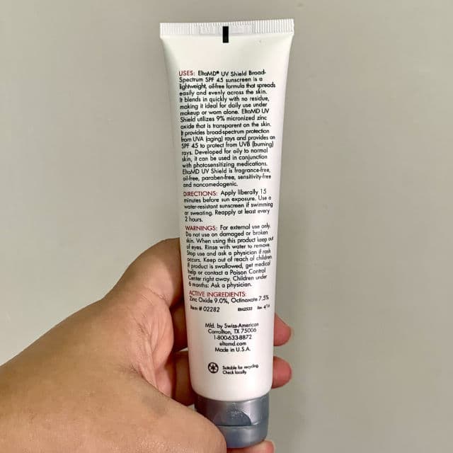 EltaMD UV Shield SPF 45 review photo by enne