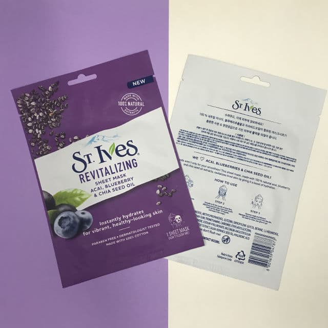 St. Ives Revitalizing Acai, Blueberry & Chia Seed Oil Sheet Mask review photo by lzbthbrnls