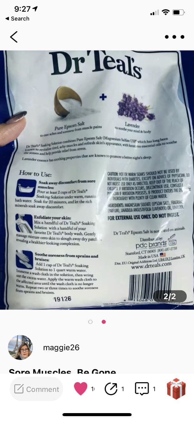 Dr Teal's Soothe & Sleep with Lavender Pure Epsom Salt Soaking Solution review photo by maggie26
