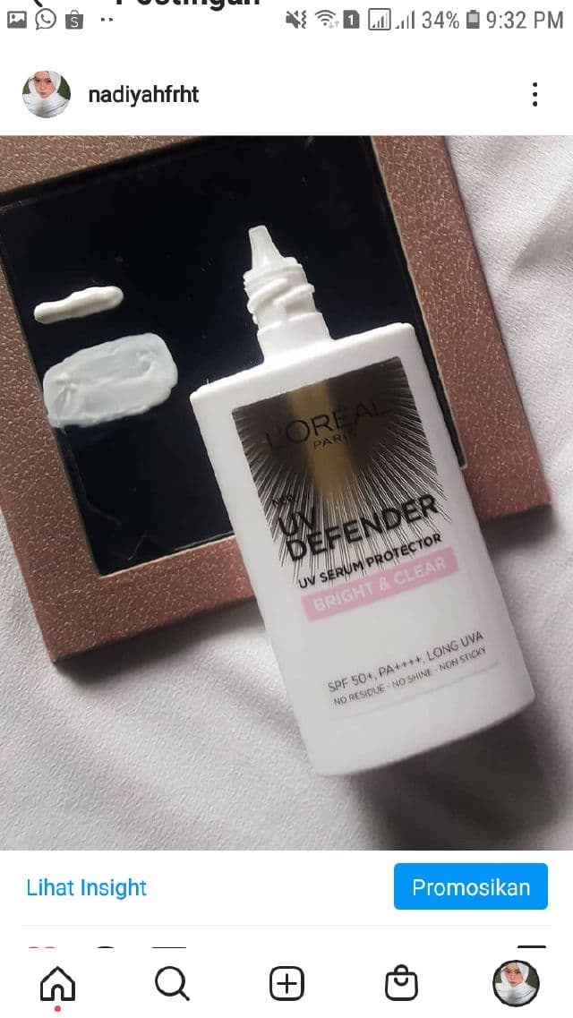 L'Oreal Paris UV Defender Bright & Clear SPF 50+ PA++++ review photo by nadiyahfrht