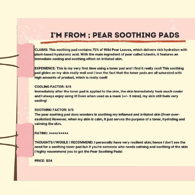 I'M FROM Pear Soothing Pad review photo by skincarejunksz