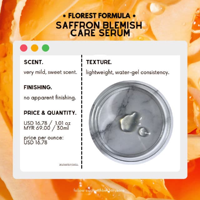 Florest Formula Saffron Blemish Care Serum review photo by skinwithbes
