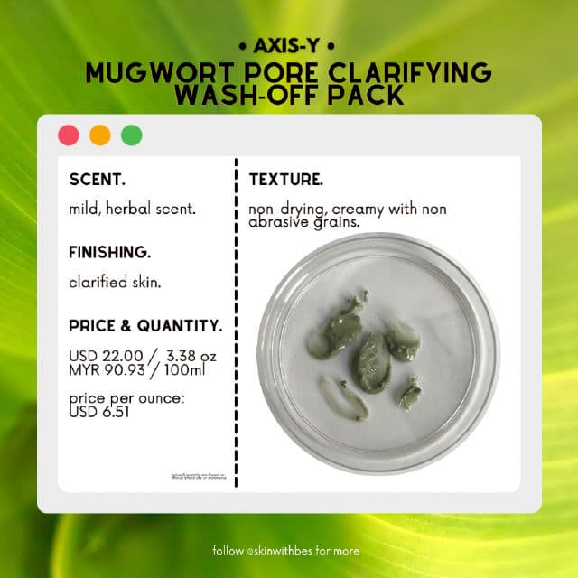 AXIS-Y Mugwort Pore Clarifying Wash Off Pack review photo by skinwithbes