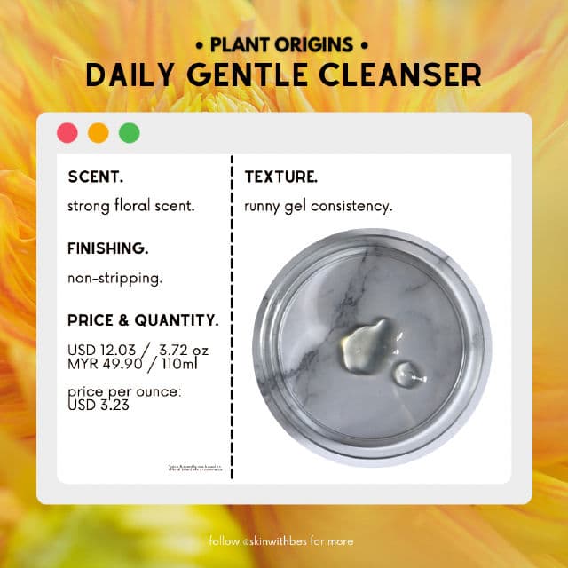 Plant Origins Daily Gentle Cleanser review photo by skinwithbes