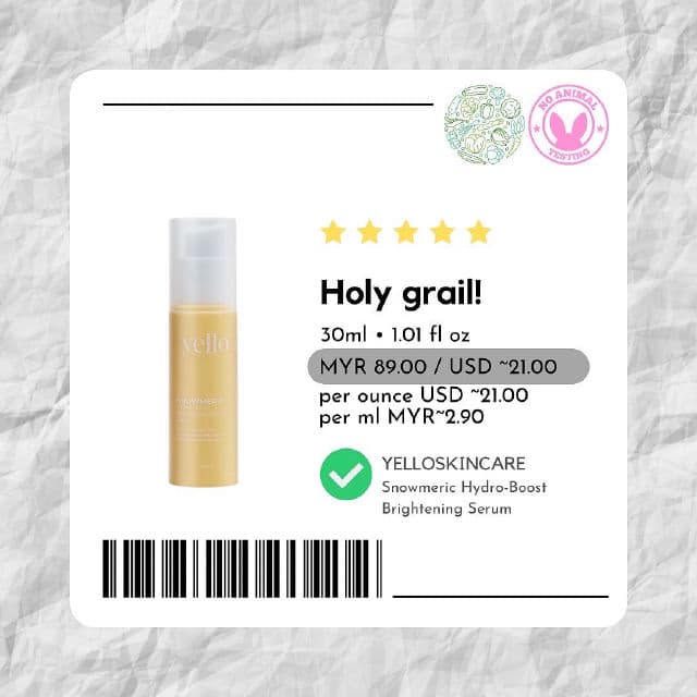 Yello Skincare Snowmeric Hydra-Boost Brightening Serum review photo by skinwithbes