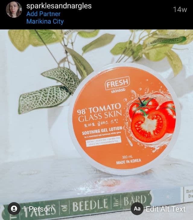 Fresh Skinlab Tomato Glass Skin Soothing Gel Lotion review photo by sparklesandnargles