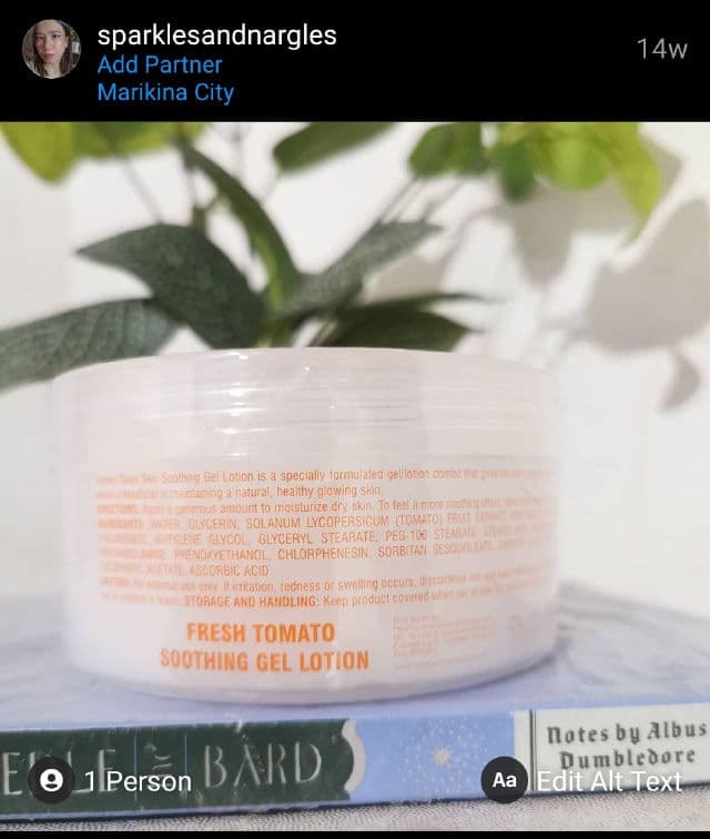 Fresh Skinlab Tomato Glass Skin Soothing Gel Lotion review photo by sparklesandnargles