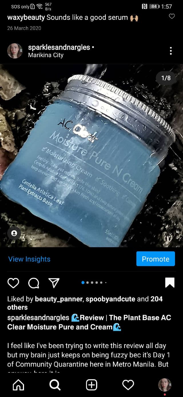 The Plant Base AC Clear Moisture Pure N Cream review photo by sparklesandnargles