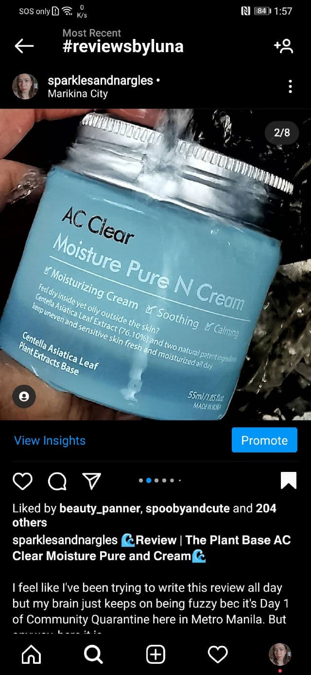 The Plant Base AC Clear Moisture Pure N Cream review photo by sparklesandnargles
