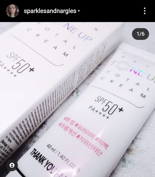 THANK YOU FARMER Skin Tone Up Total Cream SPF50+ PA++++ review photo by sparklesandnargles