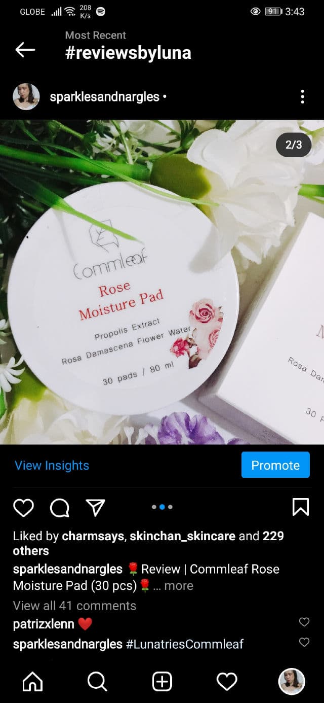 Commleaf Rose Moisture Pads review photo by sparklesandnargles