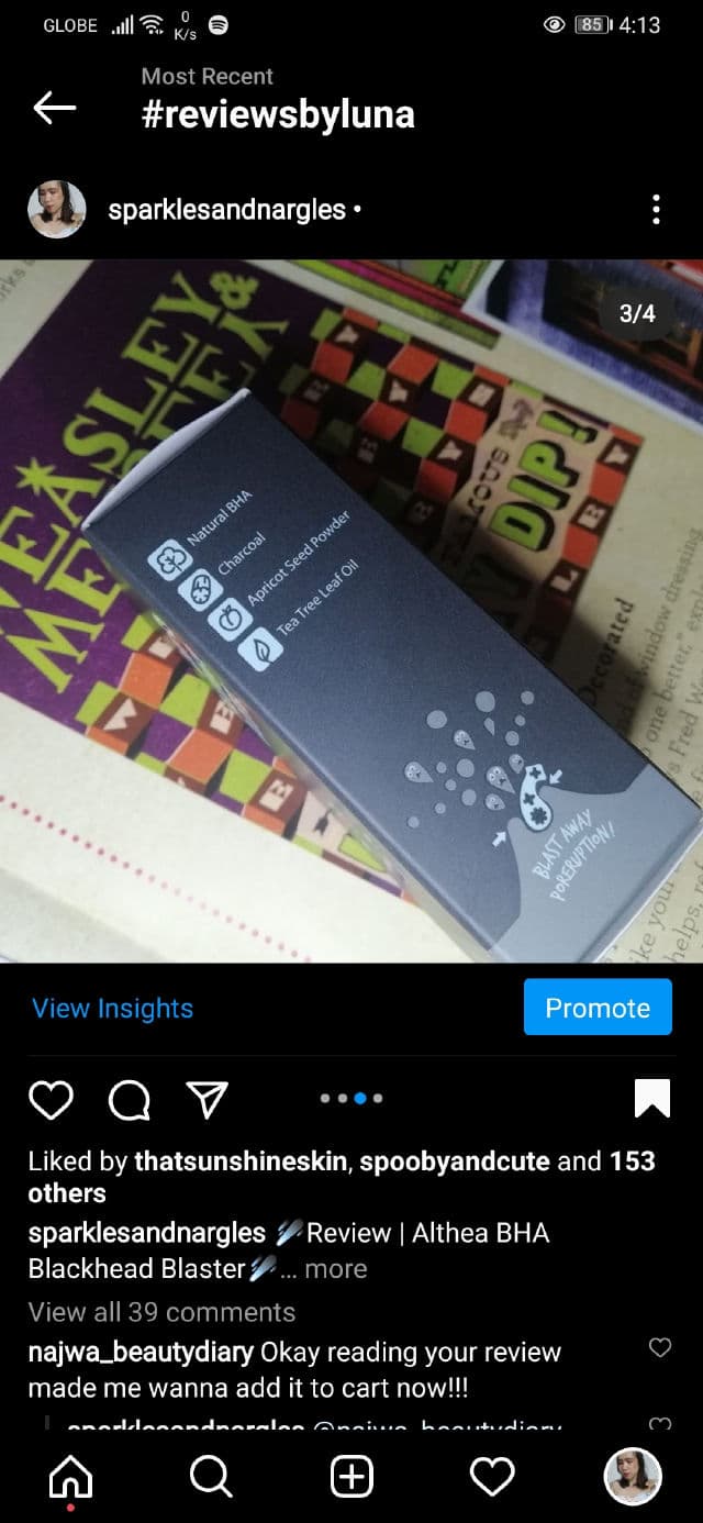 A'bloom BHA Blackhead Blaster review photo by sparklesandnargles