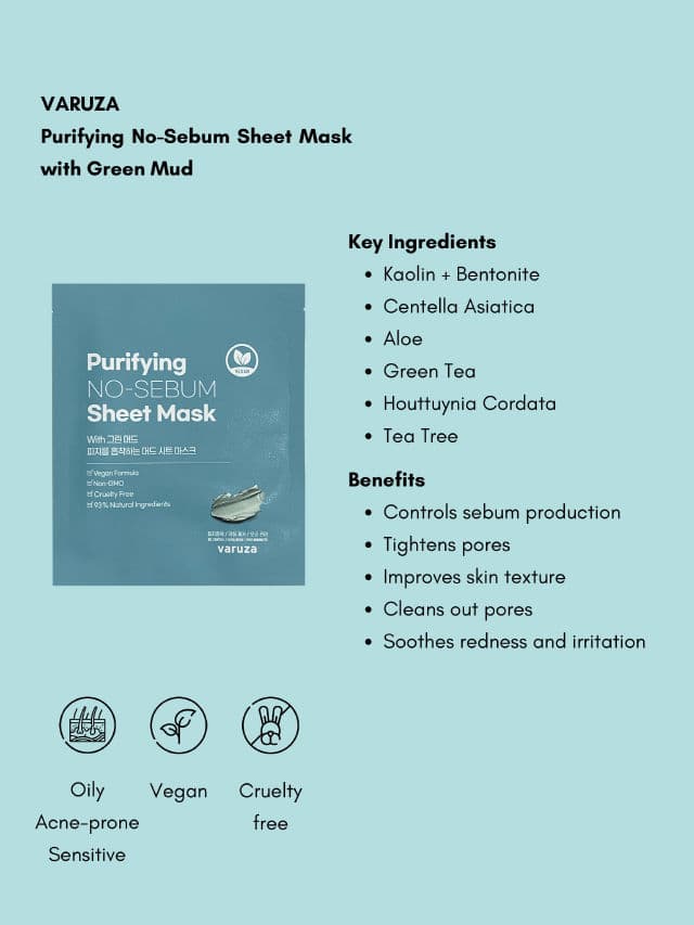 Varuza Purifying No-Sebum Sheet Mask with Green Mud review photo by stellamarselie