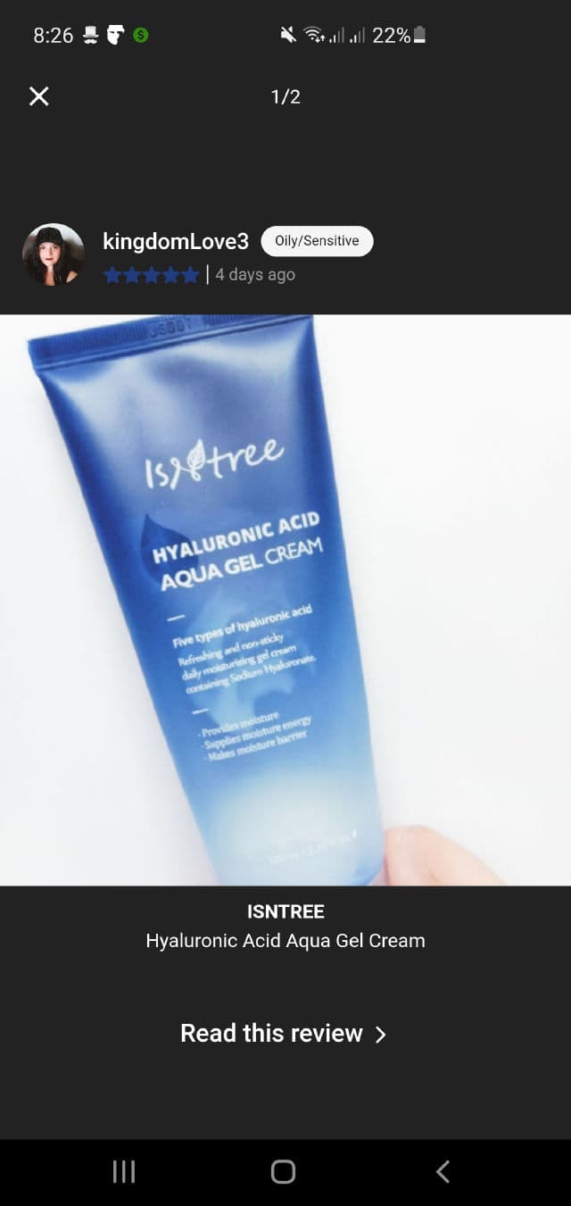 ISNTREE Hyaluronic Acid Aqua Gel Cream review photo by szemike30