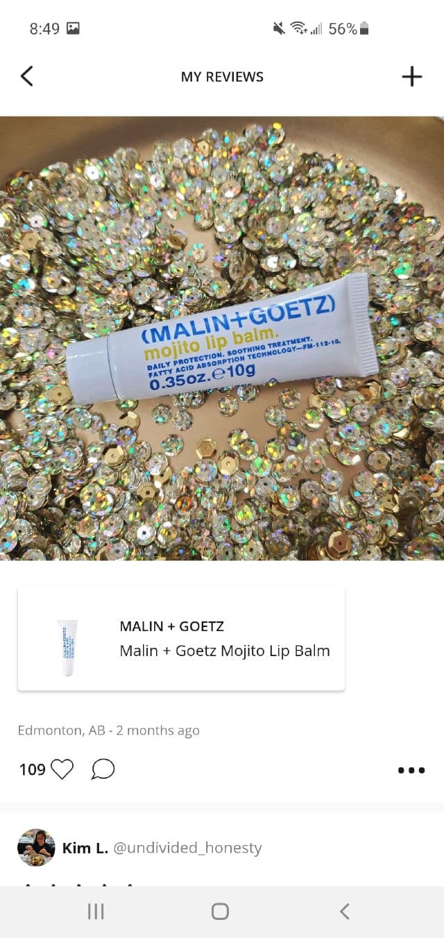MALIN + GOETZ Mojito Lip Balm review photo by undividedhonesty