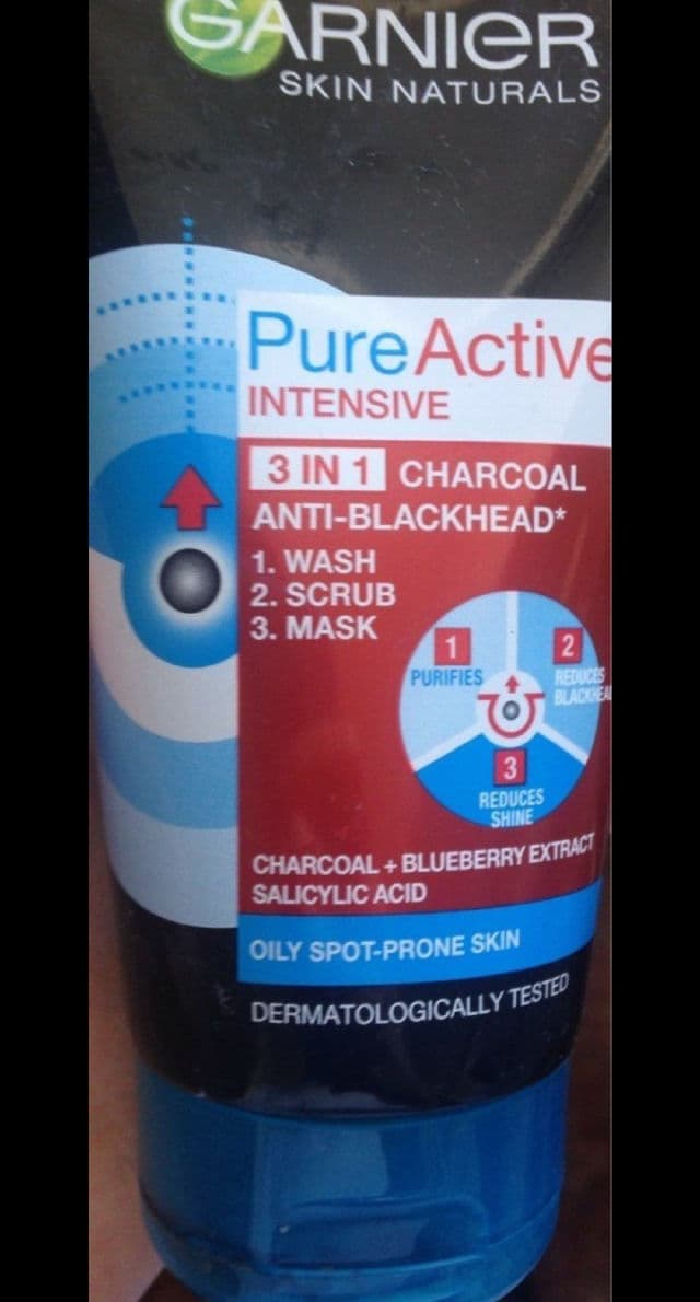 Garnier Pure Active 3in1 Charcoal Blackhead Mask Wash Scrub review photo by valielf