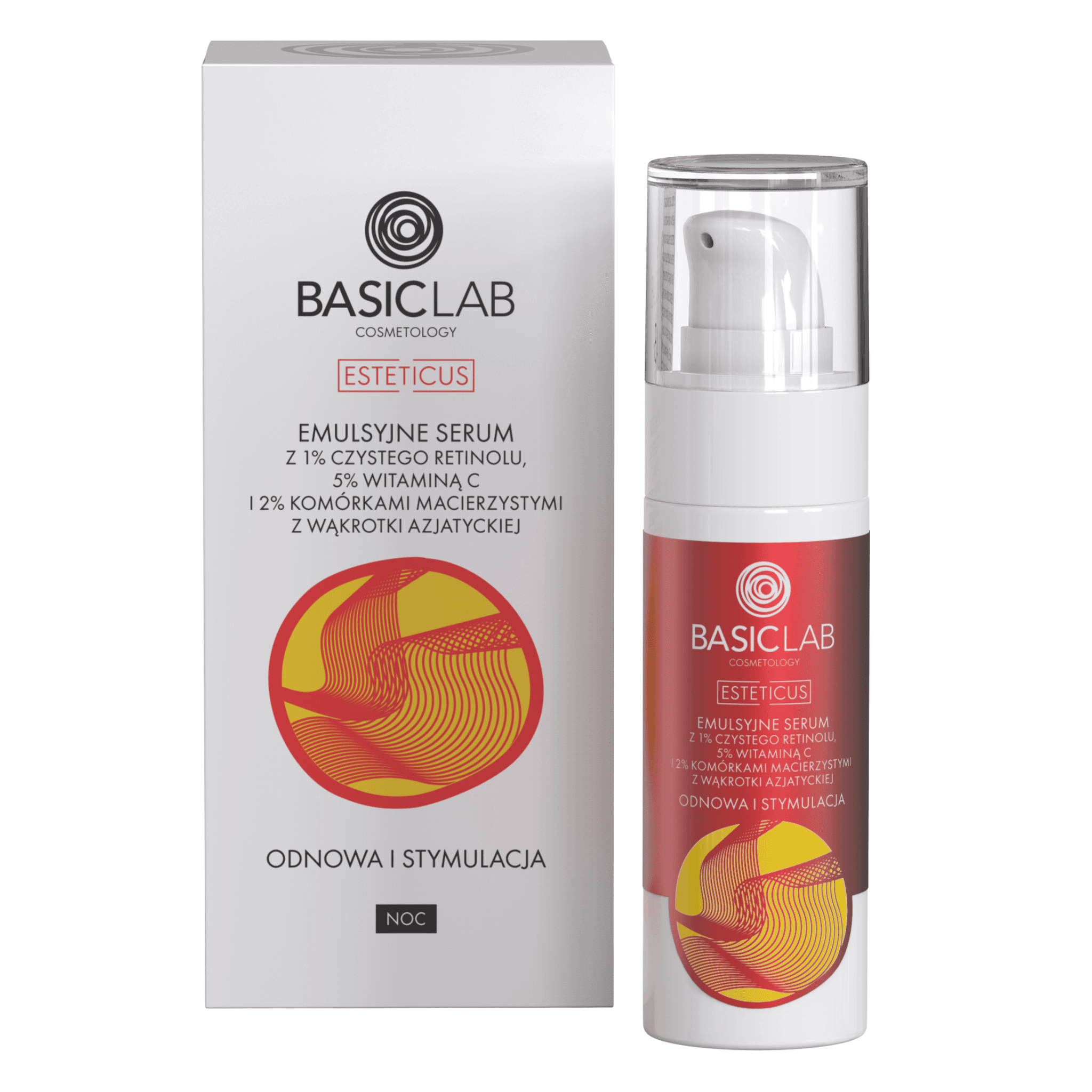 Emulsyjne Serum Z 1% Czystego Retinolu, 5% Witaminą C I 2% Komórkami Macierzystymi Z Wąkrotki Azjatyckiej Odnowa I Stymulacja