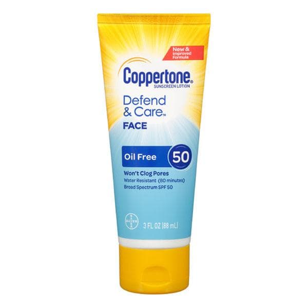 Coppertone Defend & Care Oil Free Sunscreen Face Lotion SPF 50