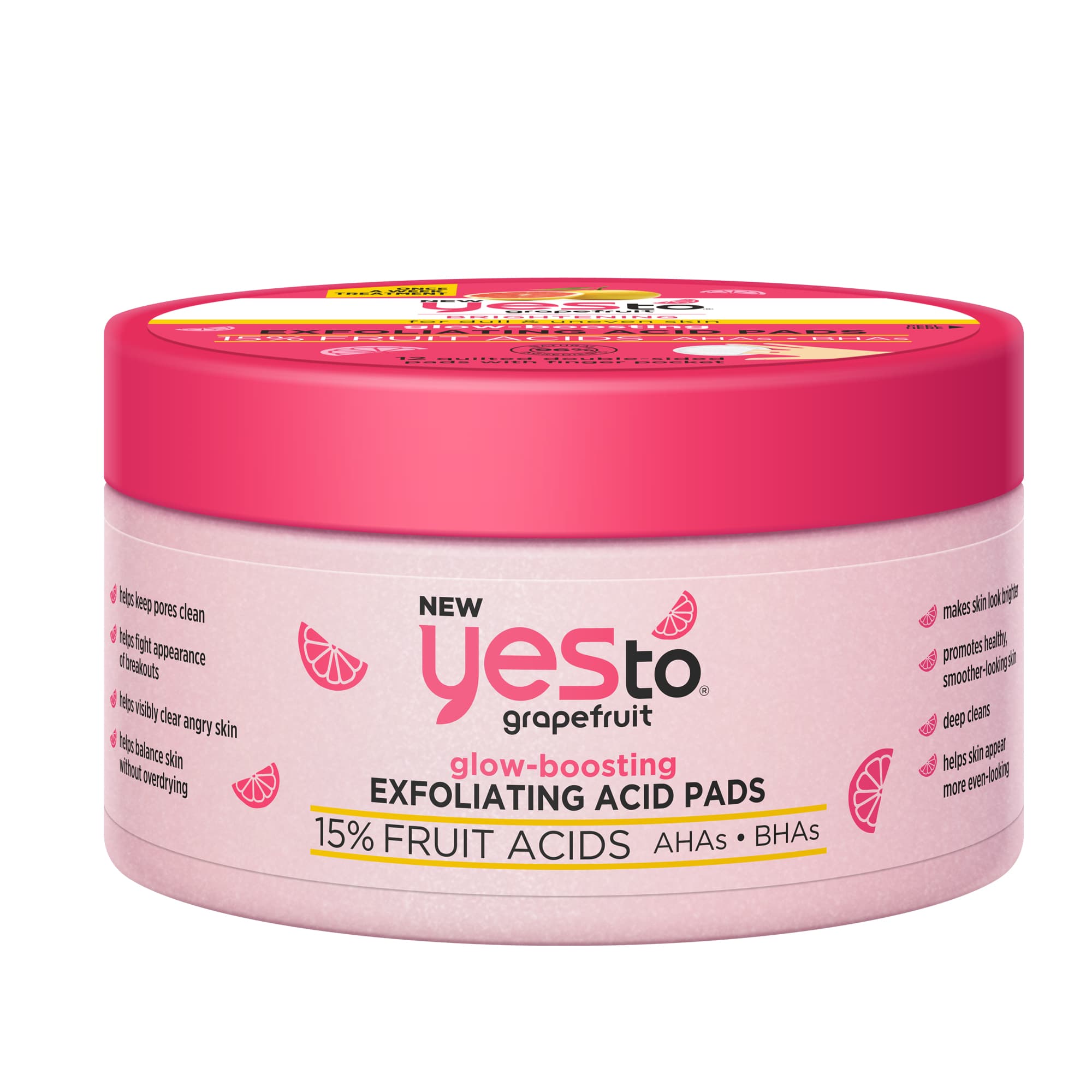 Grapefruit Glow-Boosting Exfoliating Acid Pads 15% Fruit Acids