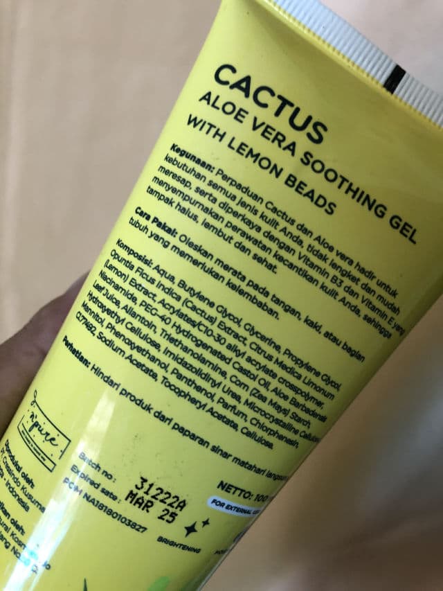 N'Pure Cactus Aloe Vera Soothing Gel with Lemon Beads review photo by Ivonnee