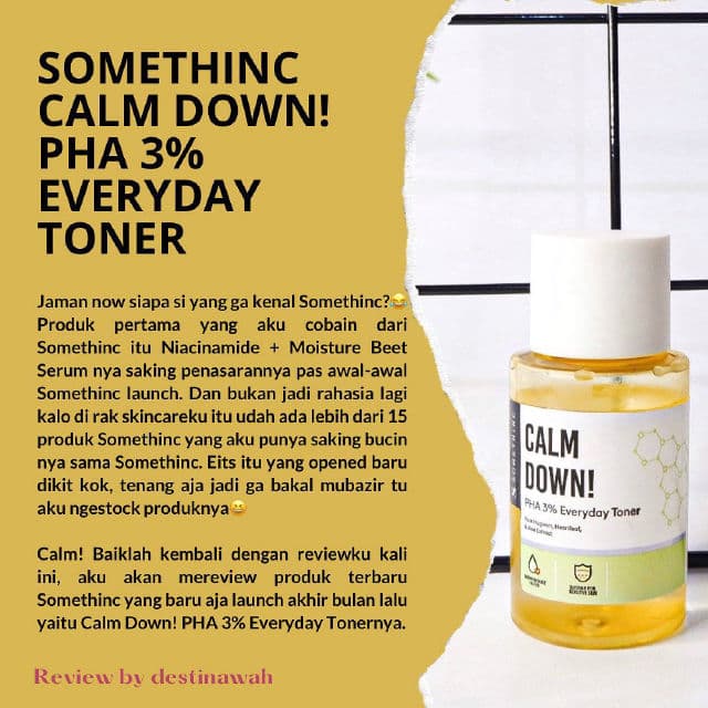 Somethinc Calm Down! PHA 3% Everyday Toner review photo by Destinawah