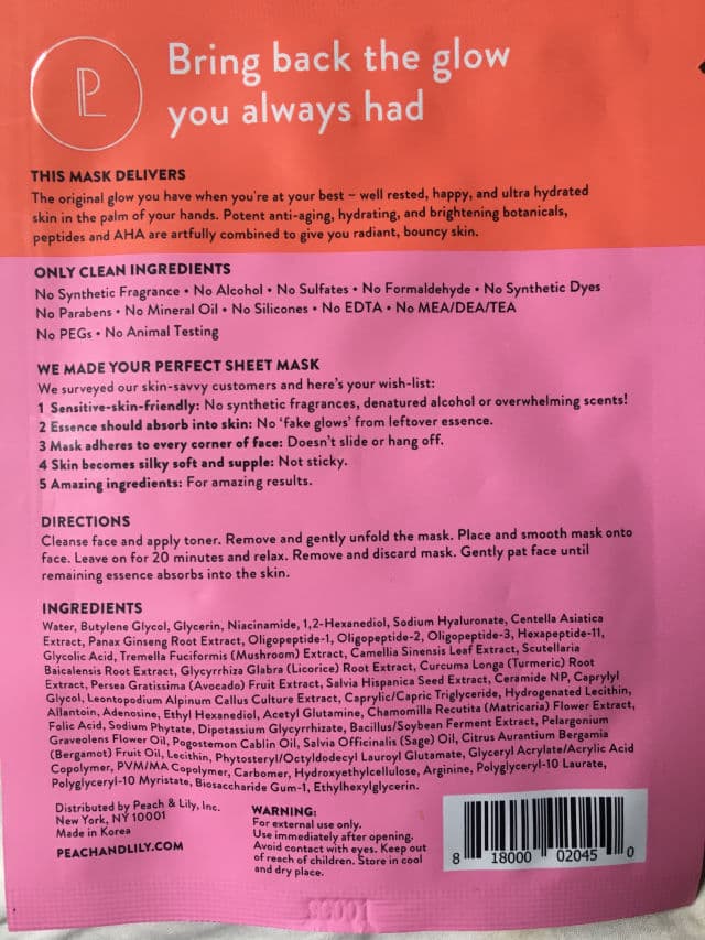 Peach & Lily ORIGINAL GLOW SHEET MASK review photo by moonlite