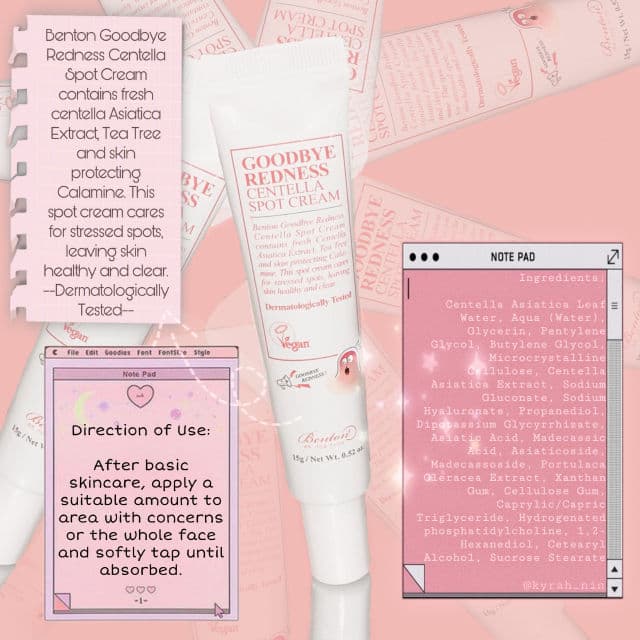 BENTON Goodbye Redness Centella Spot Cream review photo by kiraninz