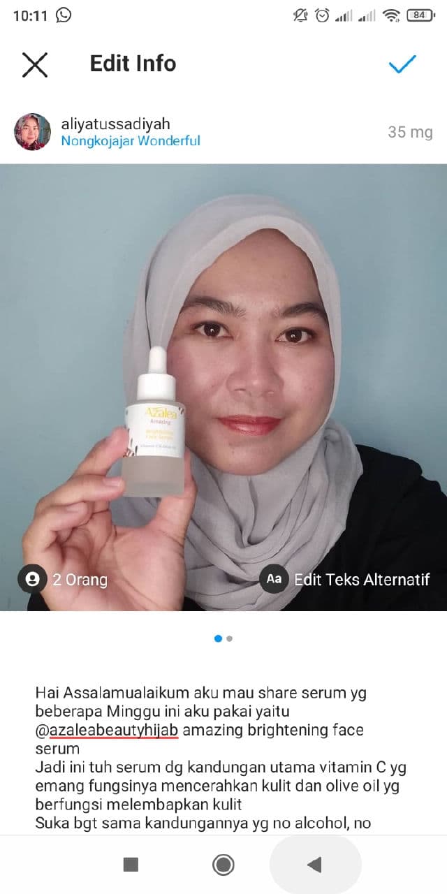 Azalea Amazing Brightening Face Serum review photo by aliyatussadiyah